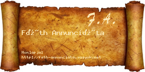 Fáth Annunciáta névjegykártya